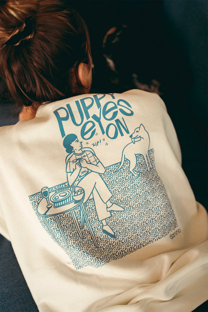 Puppy Eyes On Crew Neck Mujer - Crudo